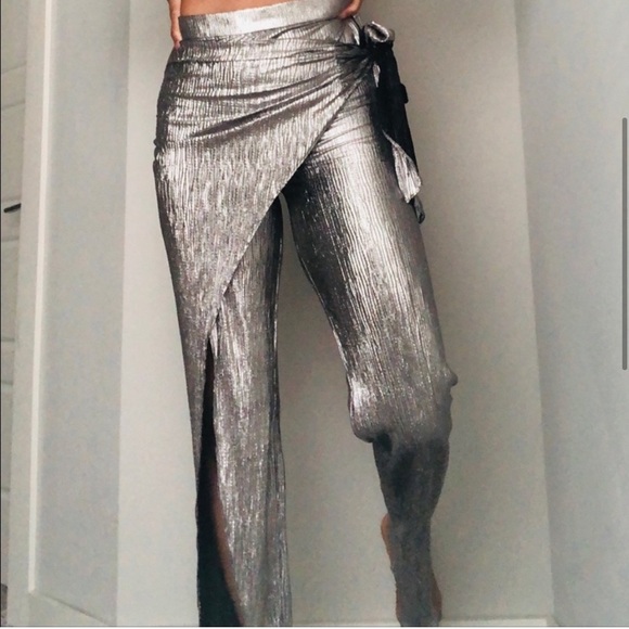 Zara Pants - NWT ZARA Limited Edition Sparkly Wrap Front Pants